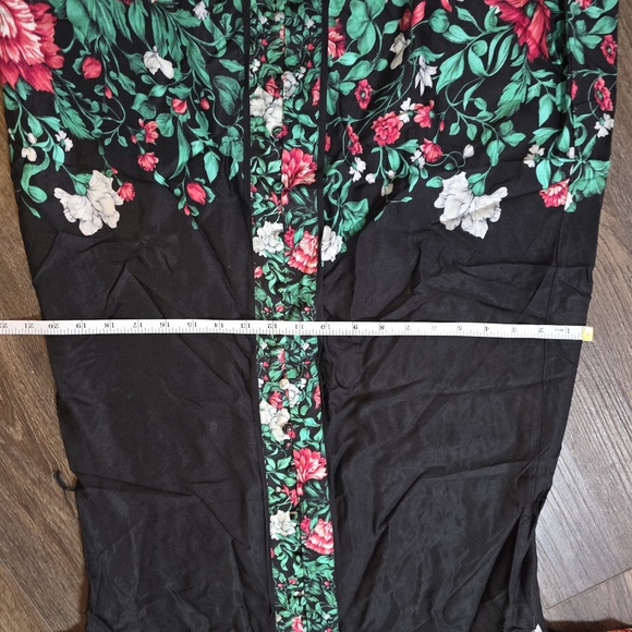 Anthropologie Floral Midi Dress Kimono Style Long Sleeve Black Multicolor Small - Picture 8 of 13